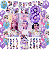 Lade das Bild in den Galerie-Viewer, Geburtstags-Deko-Set im K-Pop Demon Hunters Design – 32 Teile mit Jahreszahl-Ballon