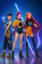 Lade das Bild in den Galerie-Viewer, Stilvoller Huntrx K-Pop Demon Hunters Kunstdruck als Wanddeko