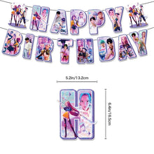 Lade das Bild in den Galerie-Viewer, Geburtstags-Deko-Set im K-Pop Demon Hunters Design – 32 Teile mit Jahreszahl-Ballon