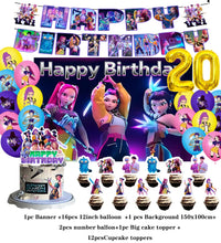 Lade das Bild in den Galerie-Viewer, Deko-Set im K-Pop Girl Demon Hunters Stil – inklusive Ballons, Jahreszahl, Kuchen-Deko und Banner