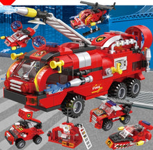 Lade das Bild in den Galerie-Viewer, 6in1 Feuerwehr Lösch Truck Klemm Baustein Spielzeug Set 387 Teile kaufen - Pk.toys