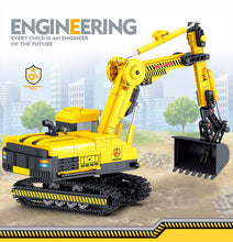 Lade das Bild in den Galerie-Viewer, Bausatz Bagger / Kranwagen mit 3 Spielfiguren, 747 Einzelteile kaufen - Pk.toys