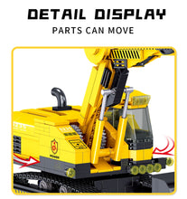 Lade das Bild in den Galerie-Viewer, Bausatz Bagger / Kranwagen mit 3 Spielfiguren, 747 Einzelteile kaufen - Pk.toys