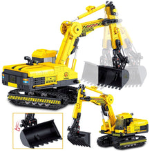 Lade das Bild in den Galerie-Viewer, Bausatz Bagger / Kranwagen mit 3 Spielfiguren, 747 Einzelteile kaufen - Pk.toys