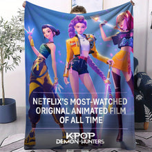 Lade das Bild in den Galerie-Viewer, Kuschelige Flanelldecken im Hunterix K-Pop Demon Hunters Stil – Auswahl aus 31 Motiven
