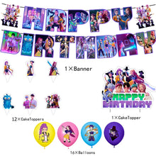 Lade das Bild in den Galerie-Viewer, Deko-Set im K-Pop Girl Demon Hunters Stil – inklusive Ballons, Jahreszahl, Kuchen-Deko und Banner
