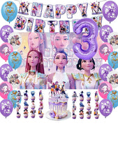 Lade das Bild in den Galerie-Viewer, Geburtstags-Deko-Set im K-Pop Demon Hunters Design – 32 Teile mit Jahreszahl-Ballon
