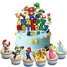 Lade das Bild in den Galerie-Viewer, 25teiliges Super Mario Kuchen Topper Deko Set für Geburtstag Feier etc.
