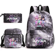 Lade das Bild in den Galerie-Viewer, Rucksack-Set im Hunterix K-Pop Demon Hunters Design mit Federtasche und passender Zusatztasche
