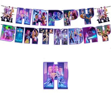 Lade das Bild in den Galerie-Viewer, Kindergeburtstag im K-Pop Demon Hunters Look – mit Banner, Bechern und weiterer Deko

