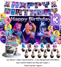 Lade das Bild in den Galerie-Viewer, Deko-Set im K-Pop Girl Demon Hunters Stil – inklusive Ballons, Jahreszahl, Kuchen-Deko und Banner

