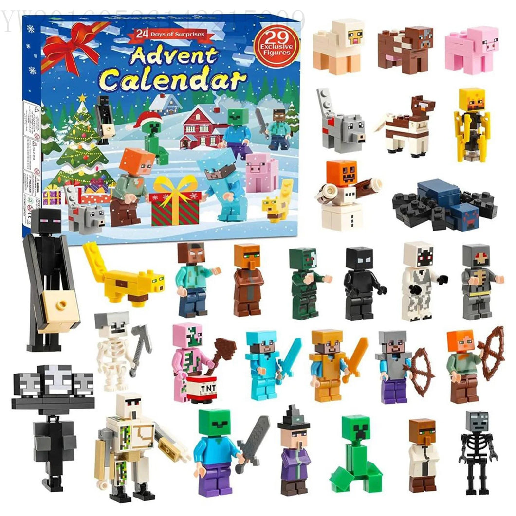 Weihnachtlicher Minecraft Adventskalender mit 24 Figuren
